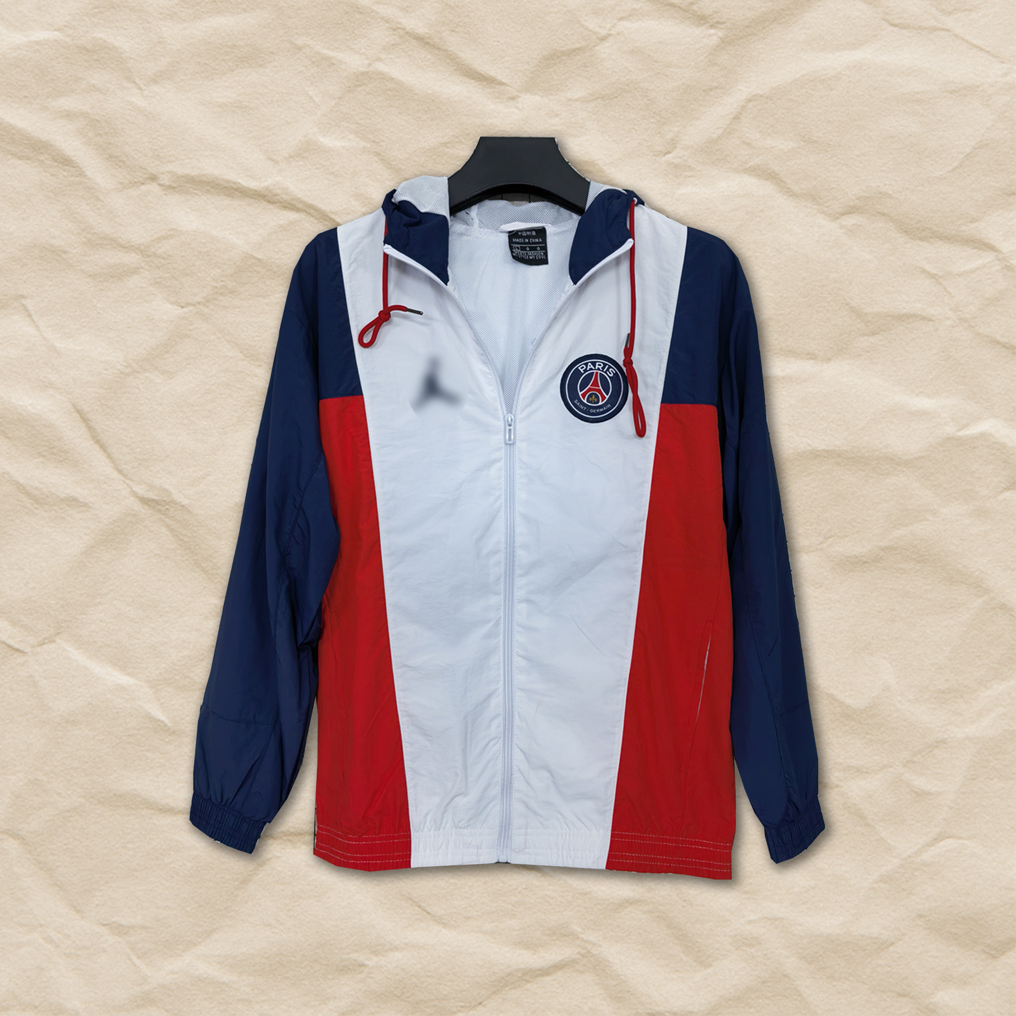Paris Saint-Germain White/Red/Blue Windbreaker Jacket!